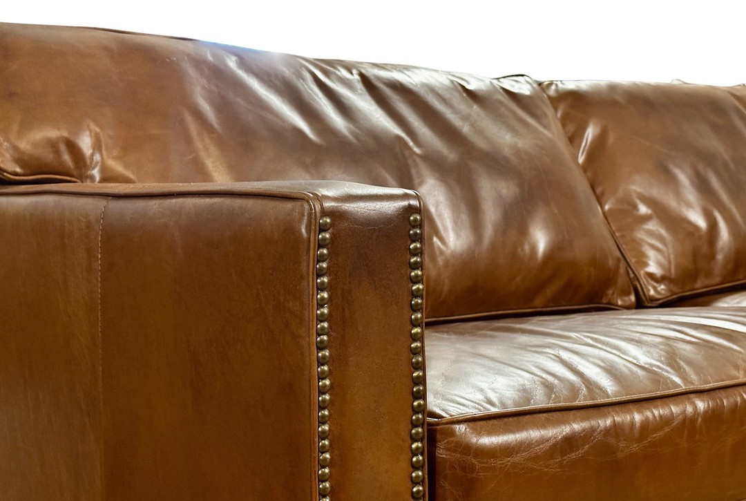 Madison Aged Full Grain Leather 3 Seater Brown image 1